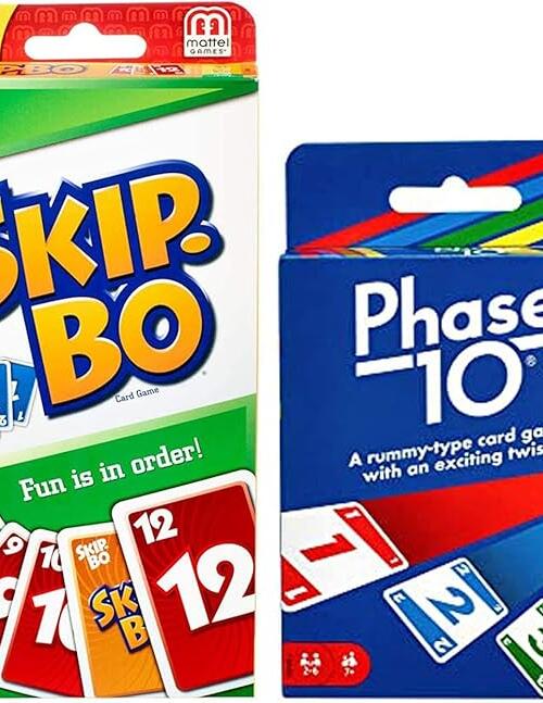 Mattel Phase 10 Card Game with Skip-Bo Card GameMattel Phase 10 Card Game